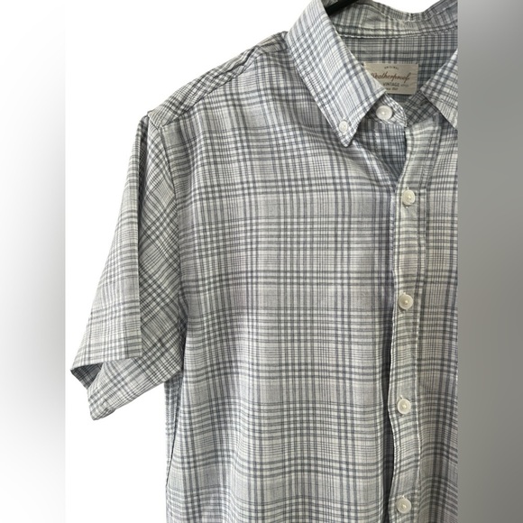 Weatherproof vintage blue plaid performance button down polo shirt - Picture 2 of 4